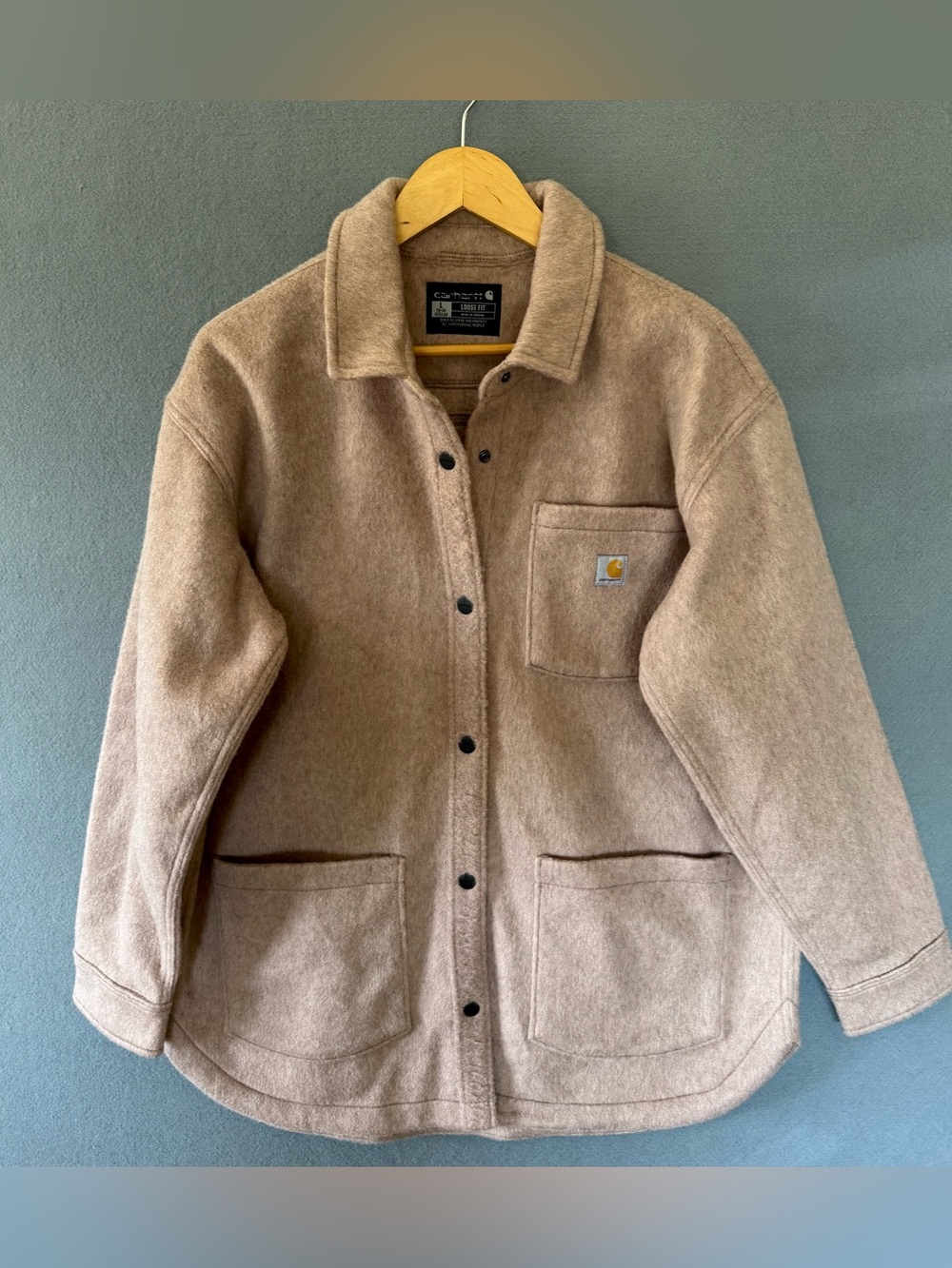 Carhartt Loose Fit Fleece Shirt Jac Oat Milk Women’s Large NWOT
